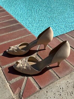 Gianni Bini Beige Peep-Toe D’Orsay Heels